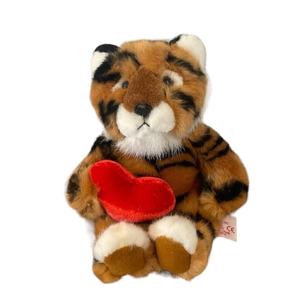 Russ Li'l Softies plush Tuffy the Tiger Russ Berrie Company Valentine Heart 7”